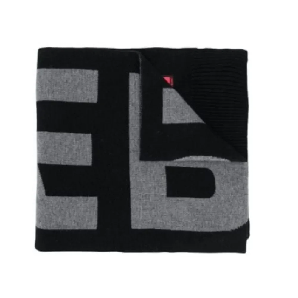 Positively Conscious Raeburn Knitted black cashmere blend Logo Scarf
